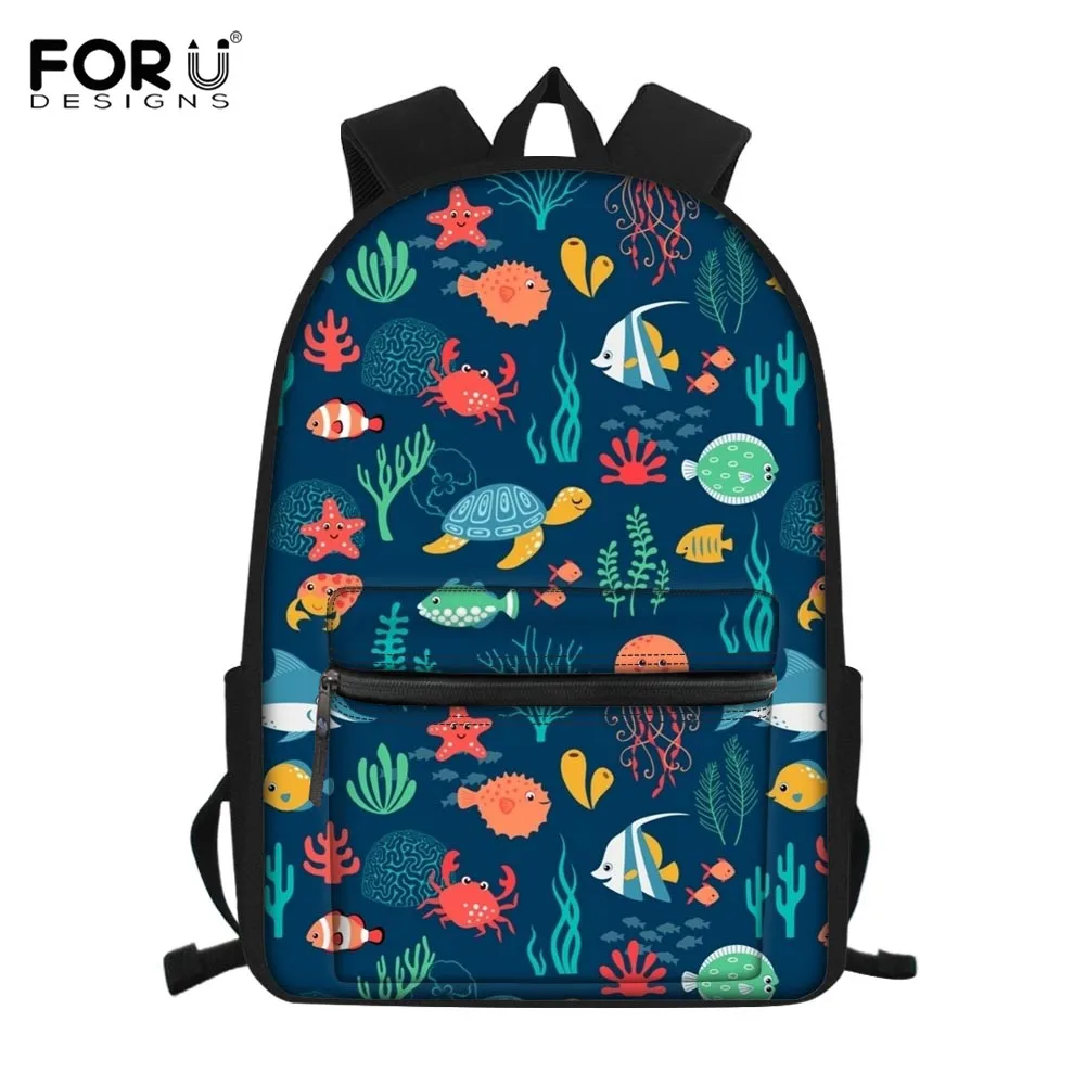 FORUDESIGNS/школьный портфель с рисунком рыбы из мультфильма для девочек, Детский рюкзак для начальной школы, школьные сумки для подростков, Mochila Escolar