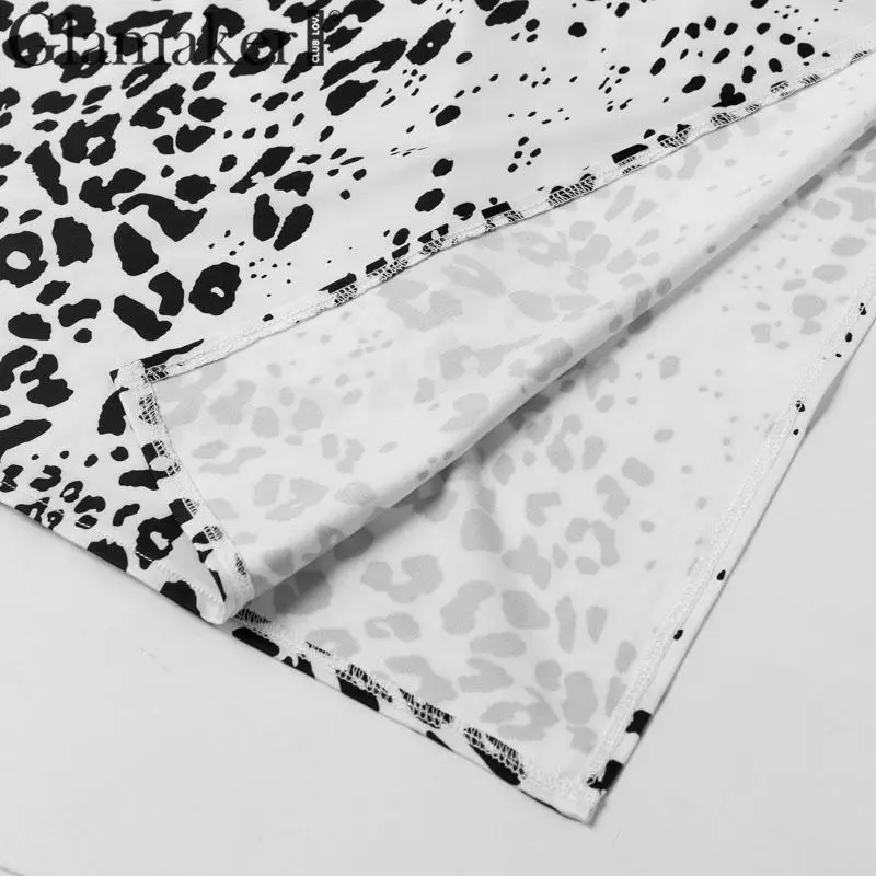 Glamaker/комплект из двух предметов; Бандажное платье с животным принтом; женское облегающее длинное трикотажное платье с разрезом; сезон весна-лето; сексуальное элегантное вечернее платье