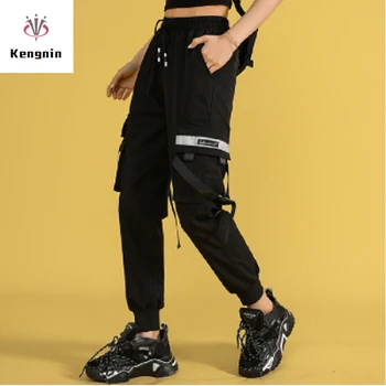 

New 2020 Spring Summer Women Cargo Pant Plus Size High Waist Ladies Pants Loose Pocket Design Female Trousers Brand Capris Black