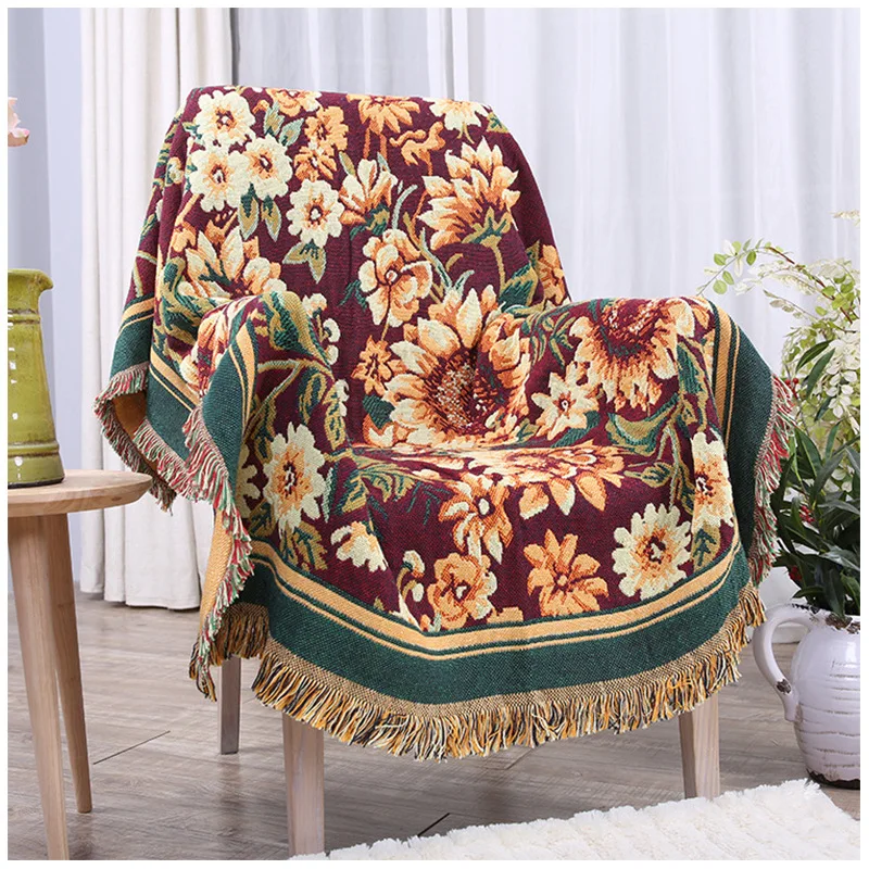

Dulcis European Style Pure Cotton Sofa Cover Foreign Trade Three Layer Thick Thread Blanket Cotton Thread Weaving Sofa Cushion W