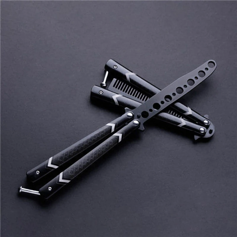 

Not Edged Retro All-Steel Butterfly Comb Practice Training Knives Tool Outdoor Portable Self-Defense Butterfly Folding Knife