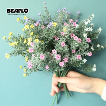 

1Bouquet/7Branch Fake Flowers Artificial daisy Gypsophila Indoor Flower Plastic Floral Wedding Party Home Decoration