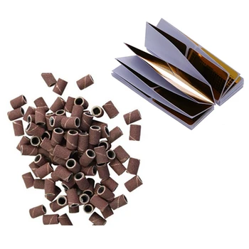 

100 Pcs Sanding Bands 120 Drill Machine Grit with 100PCS Nail Art Tips Golden Extension Forms Guide DIY Tool