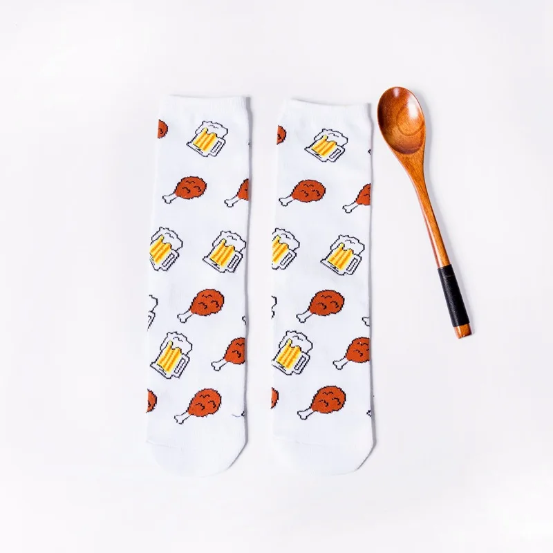 Men and women food fruit print pattern socks avocado McDonald's cookies funny personality fashion print ladies socks lovers