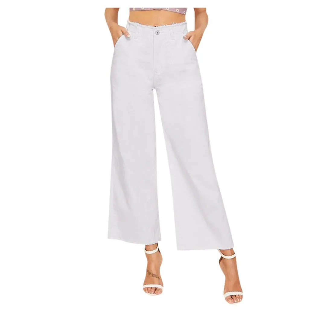 Jaycosin New Fashion Ladies Casual Wild Loose Leg High Waist Jeans Elastic Stretch Thin Female Soft Plus Size Leggins Jeans 10#4