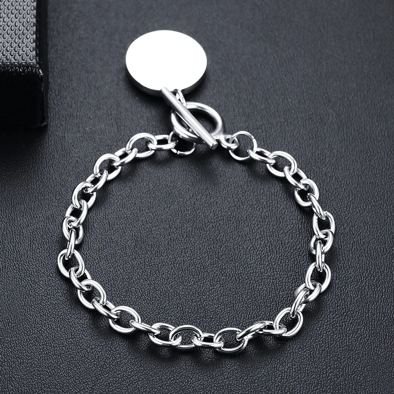 Индивидуальные лазерные гравировки имя Дата Браслет из нержавеющей стали Регулируемые Круглые бирки браслеты для женщин ID тег памяти подарки