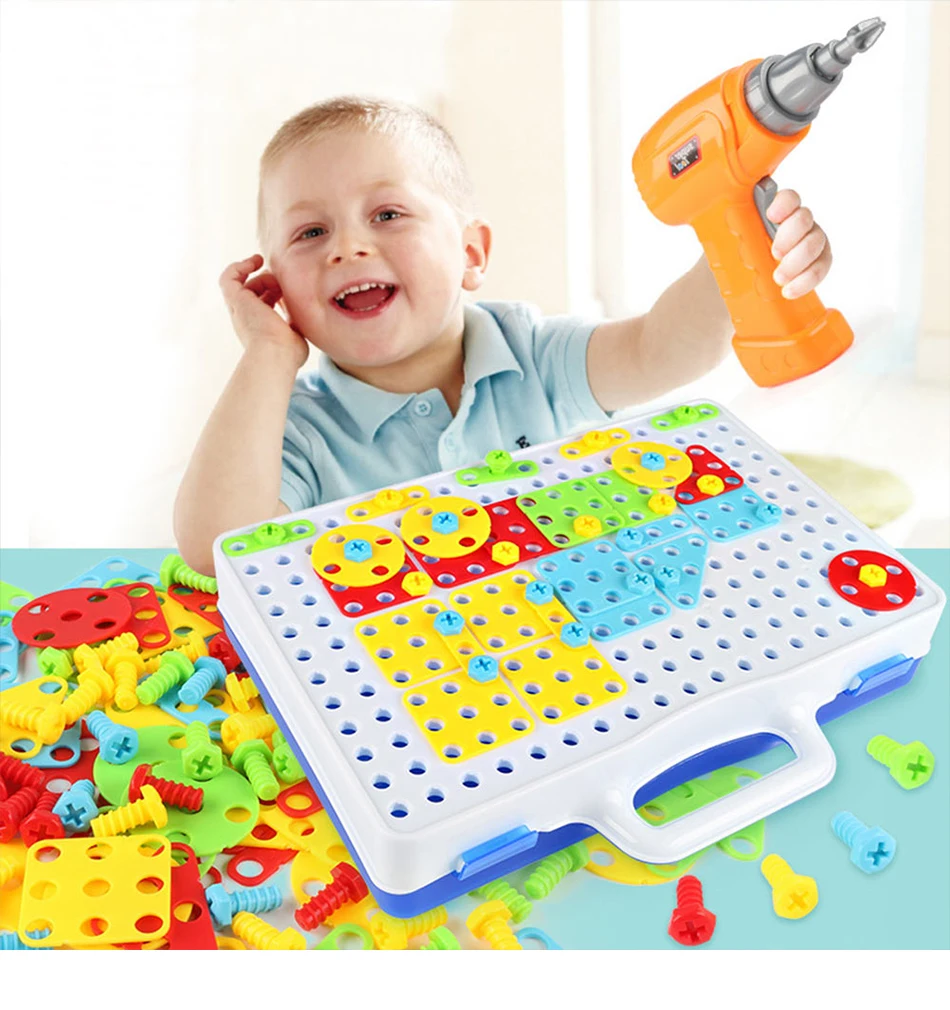 Детские игрушки, дрель-головоломка, развивающие игрушки, сделай сам, винтовая группа, игрушки, детский набор, пластиковый мальчик, мозаика, дизайн, детская игрушка для строительства
