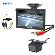Diykit, беспроводной 5 дюймов TFT ЖК-дисплей автомобильный монитор с присоской и кронштейн+ IR Ночное видение зеркало заднего вида автомобиля парковочная камера