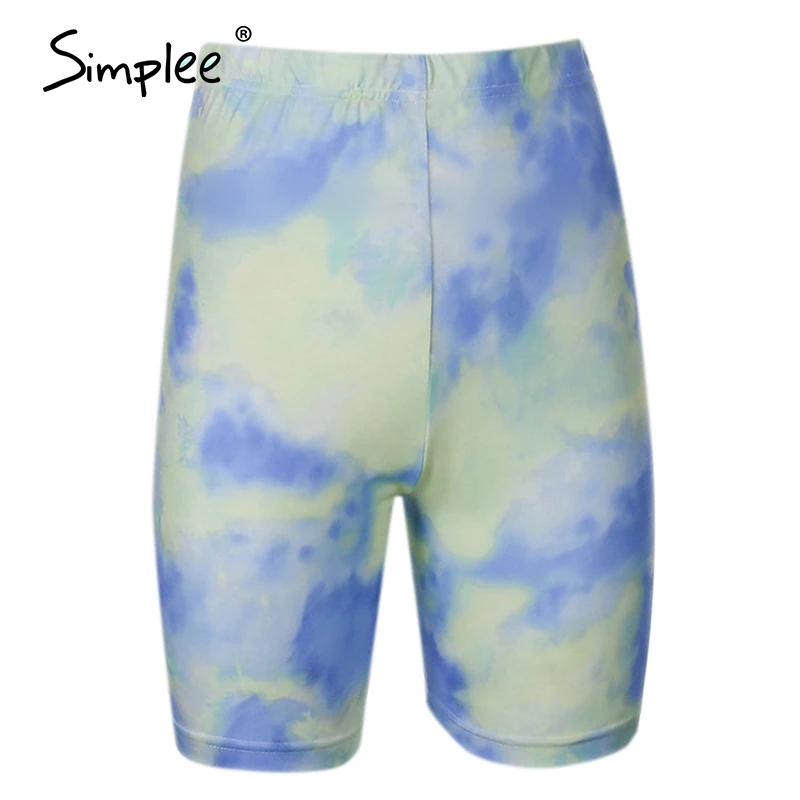 Simplee Casual outfits womens two piece suits Tie dye printing backsuits T-shirt suit Sports style bicycles shorts set 2020 NEW