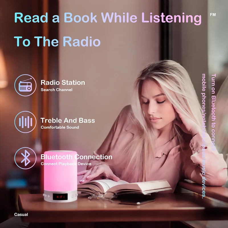 Беспроводной Bluetooth динамик музыкальный Ночной светильник лампа 7 цветов