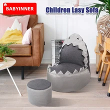 Babyinner sofá infantil preguiçoso, sacos de grão de tubarão, cadeiras tatami com desenho, assento tipo espreguiçadeira para crianças, ideal para sala de estar
