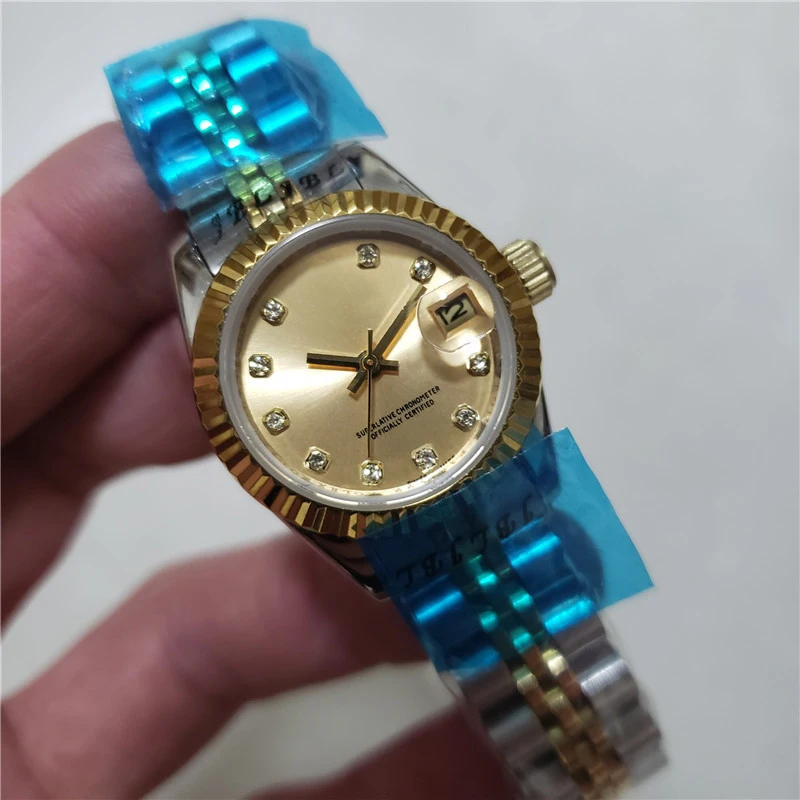 

Premium ladies AAA automatic mechanical watch luxury precision time rubber strap stainless steel case 28MM