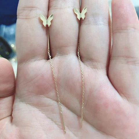 Tassel Butterfly Dangle Hanging Drop Earrings Gold Silver Color New Fashion Hanging Women Earring Summer Jewelry Girl Gift