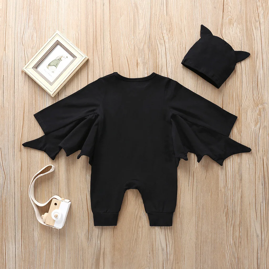 2020 Newborn Baby Boys Girls Halloween Cosplay Costume Romper Jumpsuits+Hat Outfits Novelty Baby's Romper Long Sleeve Baby Set