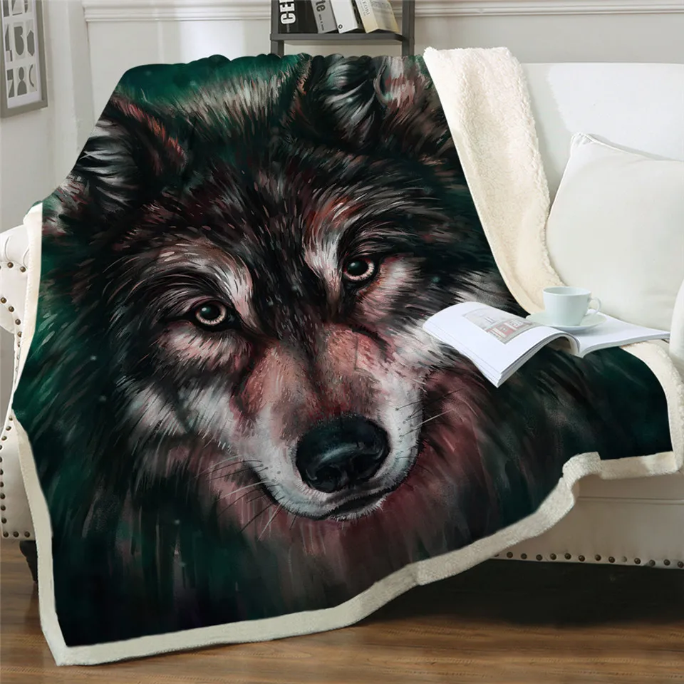 BeddingOutlet покрывало с изображением волка и Ловец снов, шерпа, покрывало с 3D изображением гор, покрывало, фиолетовое, коричневое, плюшевое одеяло, 150x200 см