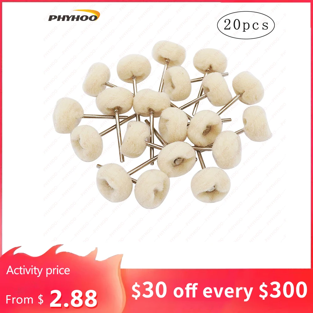 Mounted Cotton Soft Fine 3/32 Shank Polishing Buff Wheel 2.35 mm for Dremel Rotary Tools Pack of 20 Pcs | Украшения и аксессуары