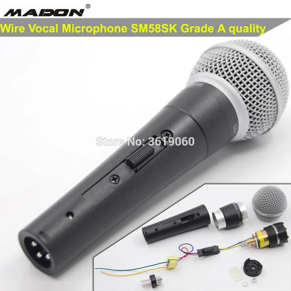 

Free shipping, Grade A quality SM58SK wire vocal microphone , professional wire microphone