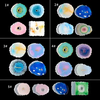 

4Pcs Large Irregular Wave Round Coaster Mold Cup Mat Silicone Resin Mold Epoxy Resin Cement Casting Jewelry Making Tools