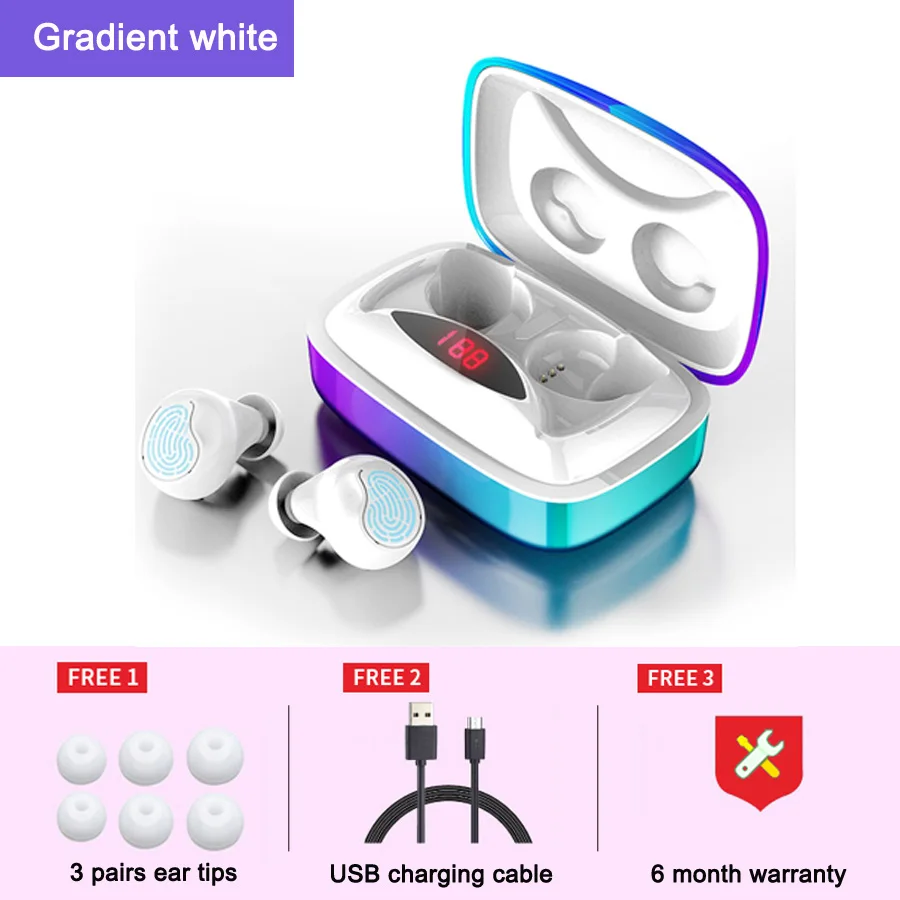 Gradient white Сенсорная Беспроводная bluetooth-гарнитура X29 Tws, градиентные bluetooth-наушники с микрофоном, стереонаушники, беспроводные наушники для телефона - Цвет: Gradient white