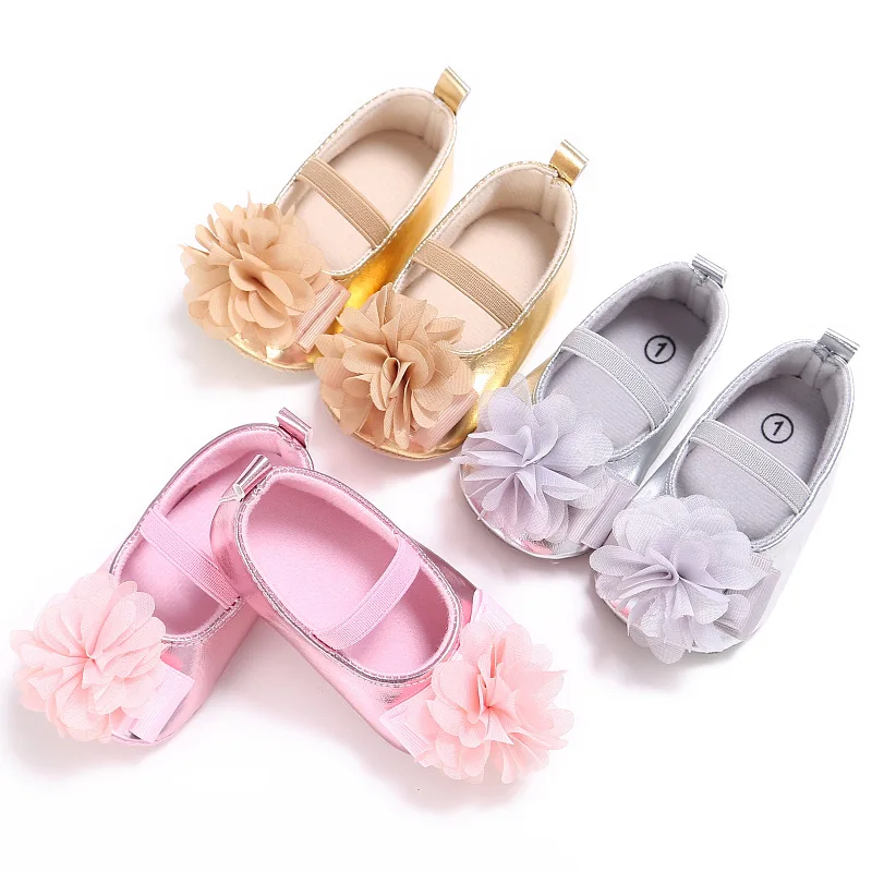 

Spring Baby Girls Princess Shoes Infant Toddler Crib Bebe Kids First Walkers PU Big Flowers Soft Soled Anti-Slip Shoes 0-18M