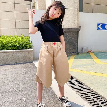 

Girls Summer New Korean Style Tight Exposed Back T-shirt Black Slim Bottoming Shirt Children's Net Red Solid Color T-shirt