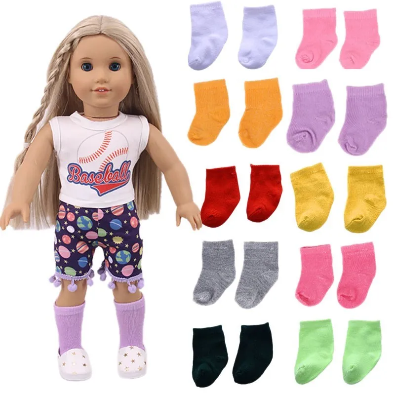 Solid Color Knitted Socks For 18-inch American Doll 43cm Doll Doll Accessories