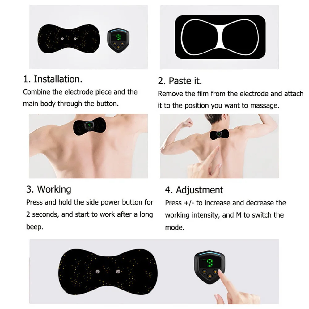 Muscle Stimulator Trainer Neck Arm Exerciser Portable Body Building Machine Weight Loss Trainer Fat Burning Vibration Massager