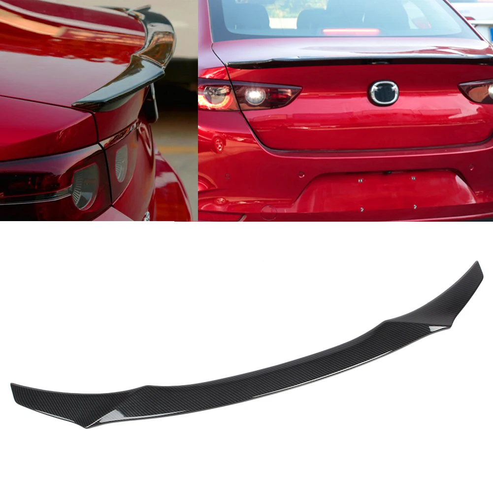 Auto Rear Spoiler Trunk Boot Wing Lip Tail Trim Carbon Fiber Style