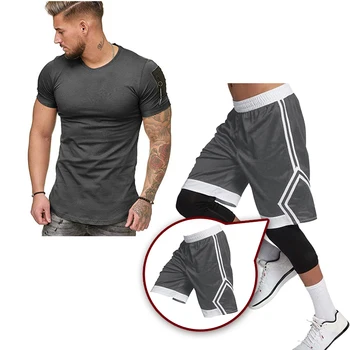 

Summer T-shirt leisure sports fitness suit men's short sleeve + sports pants two-piece suit summer round neck men's sports suit