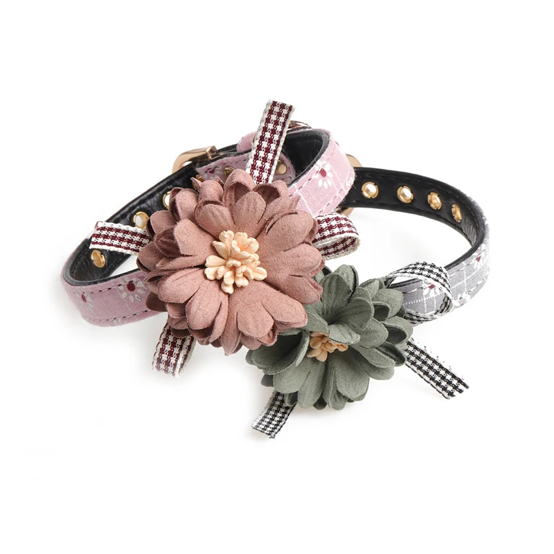 

Pet Lace Bow Dog Collar Adjustable Collars Dog Cat Collar PU Leather Cat Dog Leashes For Small And Medium Pets 2 Color S /M/L