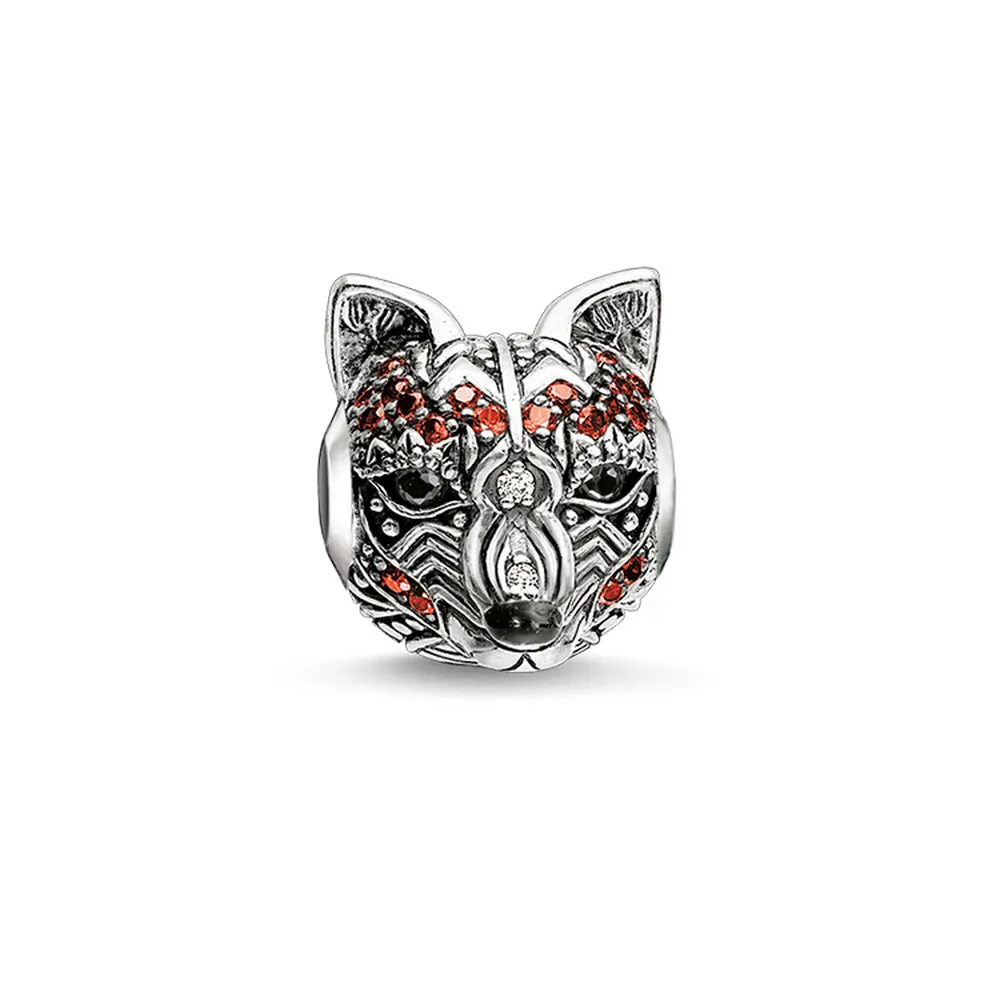Лиса, сова, змея, стрекоза, Орел, Скорпион, бисер, 925 пробы, серебро, сделай сам, бисерный браслет, ожерелье, ювелирные аксессуары, CZ, животный Шарм - Цвет: Orange CZ Fox