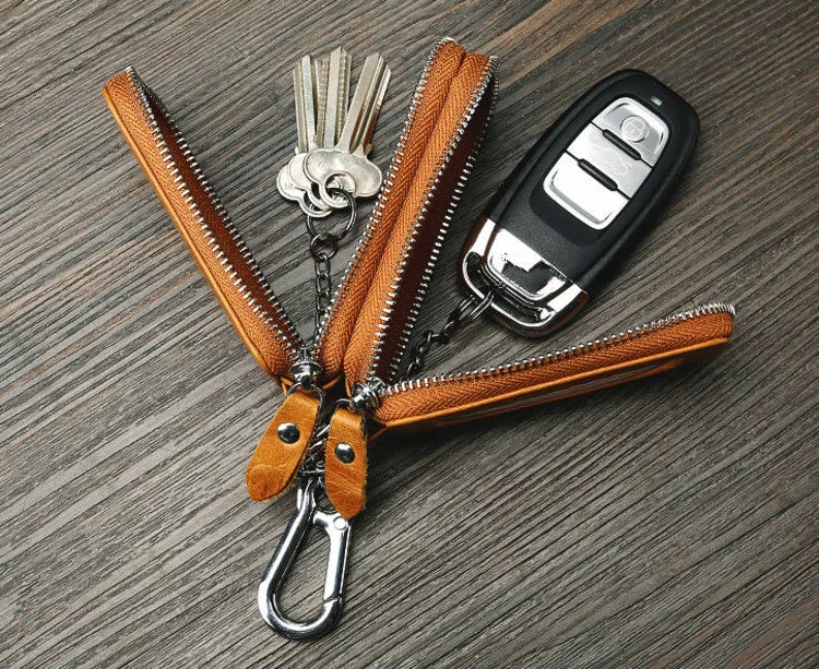 Retro multi-function household key bag men and women leather car key ring ring box female key wallet