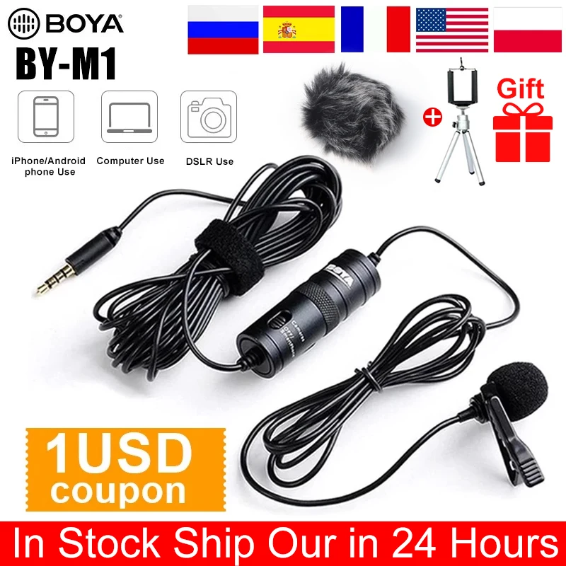 Lapel Microphone Recording PC Audio Lavalier Android Boya by-M1 