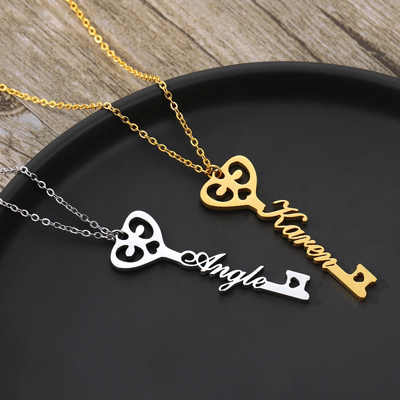 Custom Key Name Necklaces For Women Stainless Steel Choker Heart Infinity Love Key Necklace Femme Lover Christmas Jewelry Gift He7C0Fae3F5Cd450F9C7E3E9Ab745F753K