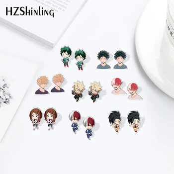 

2019 Shrinky Dinks Earrings Anime My Hero Academia Midoriya Izuku Cartoon Charms Resin Epoxy Earrings Sweet Ear Accessories