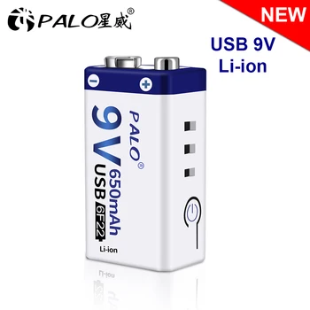 

1-12pcs USB 9V lithium rechargeable battery 9V 650mAh li-ion batteries led display