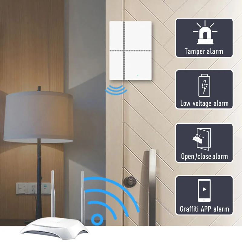Tuya умный WiFi датчик для двери 433 МГц беспроводное приложение контроль двери окна Охранная сигнализация открытие двери датчик совместимый с Alexa/IFTTT
