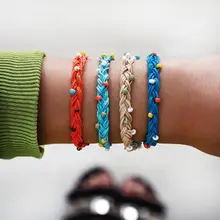 Женский красочный браслет с бусинами, регулируемый плетеный браслет, браслет, ювелирное изделие, подарок, браслеты для пары, браслеты женски