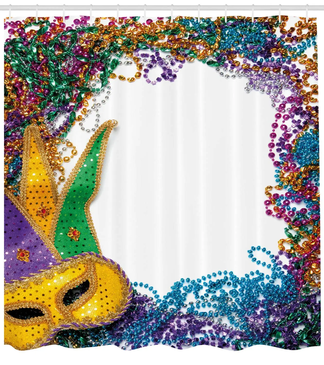 Mardi Gras душ Шторы красочные рамки дизайн с ярким бисером и маска жирный вторник