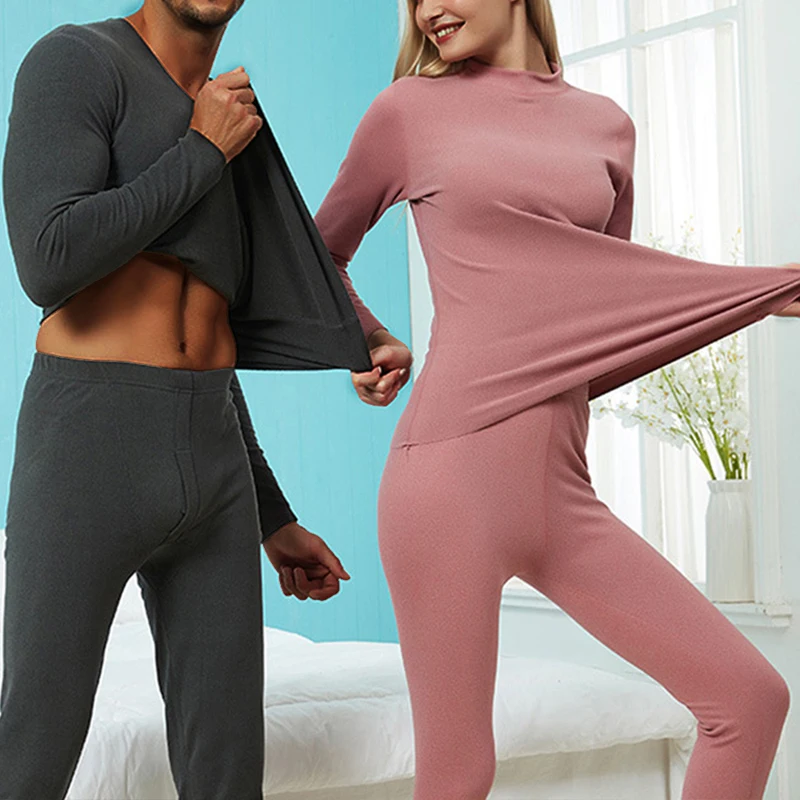 Женский тонкий комплект из двух предметов термобелье зимний осенний спортивный костюм одежда для сна для мужчин и женщин топы брюки размера плюс комплекты костюмов