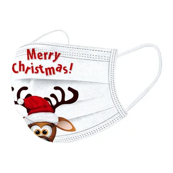 

100pc Adult's Christmas Printed Mask Disposable Protective Face Masks Three-layer Filtration Windproof Dustproof Earloops Masks