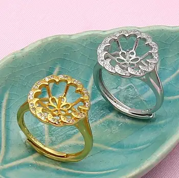 

Pearl Ring Findings, Adjustable Ring Jewelry Parts Fittings Silver Accessories for Freshwater Akoya Edison Pearls Beads Stones