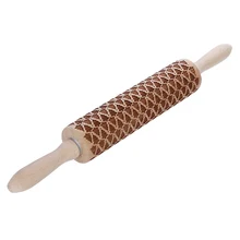 Рельефная Скалка деревянная новогодняя елка кухонная Скалка резьба по дереву тисненая Рождественская Скалка Инструмент 30N28