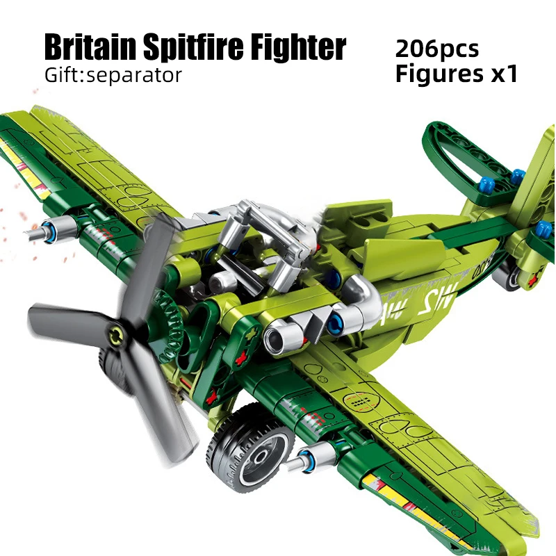 Sembo Block WW2 Technic US F4U Spitfire Fighter War Amry Airplane Military technic Building Brick Construction Toy для детей|Блочные