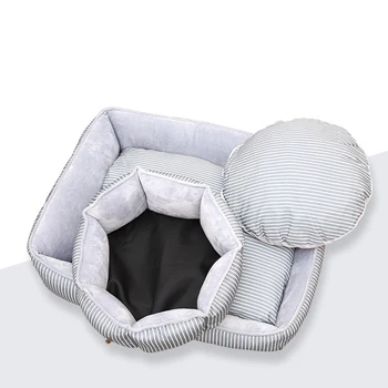 

Soft Pet Bed Dog Mat Detachable Striped Pattern Pet Mattress Winter Warming Pet Cat Cushions Deep Sleeping Kennels for Dogs Cats