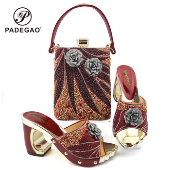 

Mature Style Italian Lady Shoes and Bag Set in Red Color High Quality Nigerian MaMa Shoes and Bag to Match for Wedding