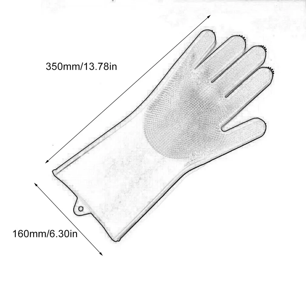 Silicon Dishes Gloves with Cleaning Brush Kitchen Wash Housekeeping Washing Gloves Food Grade Dishwashing Dishwasher
