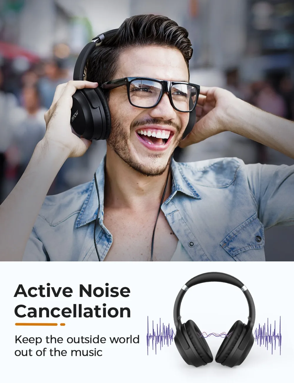 Mpow H12 IPO Active Noise Cancelling Headphones Bluetooth 5.0 Wireless Headphone with Mic Foldable Deep Bass Headset for Phone (1)