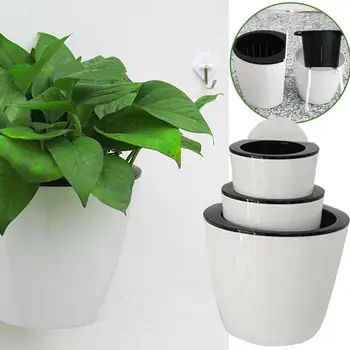 

Hanging Plant Pot Self Watering Hanging Planter Basket Garden Garden Wall Mounted Creative Plastic Flower Decor Home Supply