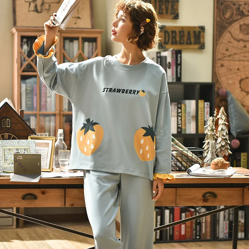 

2019 Women Pajamas Sets Autumn Winter New Women Pyjamas Cotton Clothing Long Tops Set Female Pyjamas Sets NightSuit lady Sleep